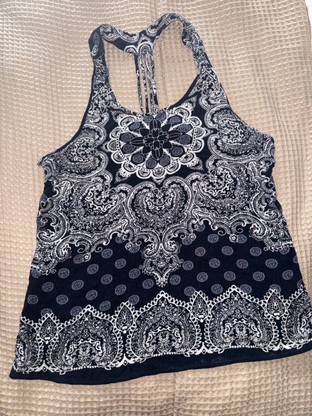 Philosophy Navy and White Paisley Racerback Tank